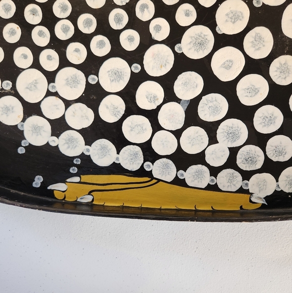 Rooster Tray Large Country Handpainted French Farmhouse Chic Decor Black Vintage - Picture 3 of 11